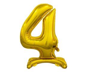 Folijos balionas numeris "4", 74 cm, auksinis (BC-ASZ4) 9564 kaina ir informacija | Balionai | pigu.lt