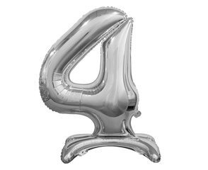 Folijos balionas numeris "4", 74 cm, spalva: sidabras (BC-ASS4) 9366 kaina ir informacija | Balionai | pigu.lt