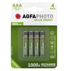 AgfaPhoto įkraunami elementai AAA 900mAh 4vnt. kaina ir informacija | Elementai | pigu.lt