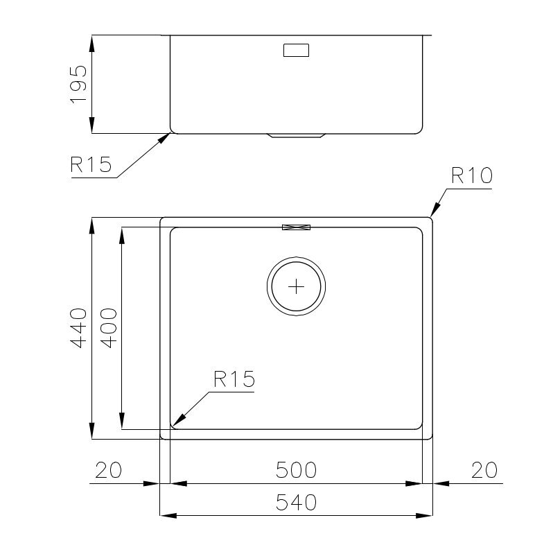 Foster plautuvė KE R15 BOWL 500x400 kaina ir informacija | Virtuvinės plautuvės | pigu.lt