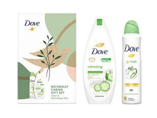 Rinkinys Dove Refreshing: dušo želė, 250 ml + purškiamas dezodorantas, 150 ml цена и информация | Масла, гели для душа | pigu.lt