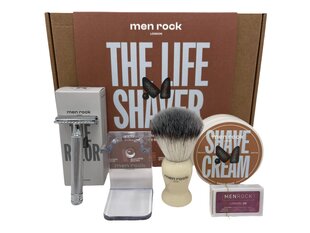 Skutimosi priemonių rinkinys su dviašmeniu skustuvu Men Rock Ultimate Shaving Gift Set Sandalwood kaina ir informacija | Men Rock Kvepalai, kosmetika | pigu.lt