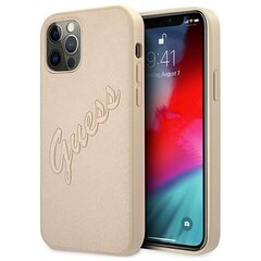 Guess GUHCP12MRSAVSLG iPhone 12|12 Pro 6.1&quot; gold|gold hardcase Saffiano Vintage Script цена и информация | Чехлы для телефонов | pigu.lt