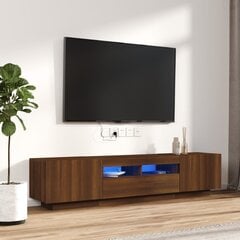 TV spintelių komplektas su LED, Mediena, 2 dalių, ruda ąžuolo spalva цена и информация | Тумбы под телевизор | pigu.lt