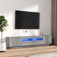 TV spintelių komplektas su LED, Mediena, 2 dalių, pilka ąžuolo spalva цена и информация | Тумбы под телевизор | pigu.lt