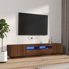 TV spintelių komplektas su LED, Mediena, 2 dalių, ruda ąžuolo spalva kaina ir informacija | TV staliukai | pigu.lt