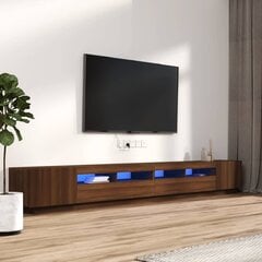 TV spintelių komplektas su LED, Mediena, 3 dalių, ruda ąžuolo spalva цена и информация | Тумбы под телевизор | pigu.lt