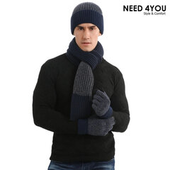 Комплект Need 4You шапка, шарф и перчатки, синий цена и информация | Мужские шарфы, шапки, перчатки | pigu.lt
