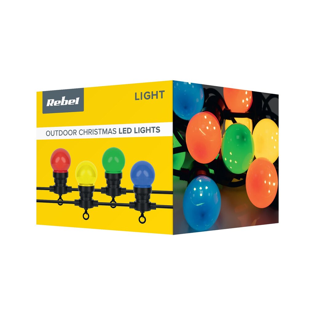 REBEL - Lauko kalėdinės lemputės įvairiaspalvės - kamuoliukai kaina ir informacija | Girliandos | pigu.lt
