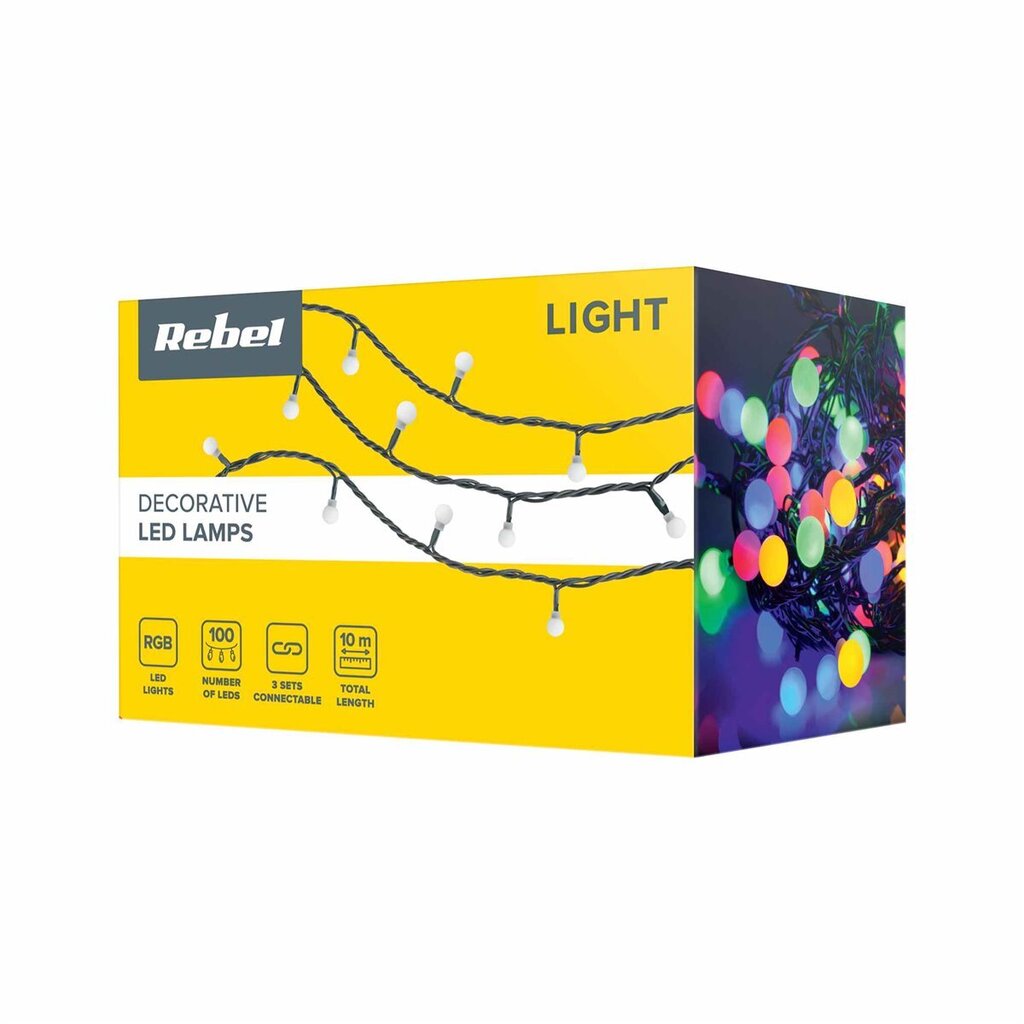 REBEL - Lauko led eglutės lemputės 10m, RGB su šviesos režimo keitimu.2 kaina ir informacija | Girliandos | pigu.lt