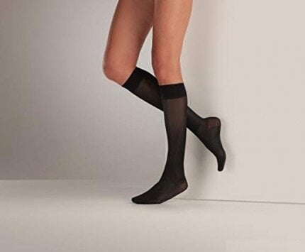Kompresinės kojinės iki kelių, 1 kompresijos klasė - 15-21 mm/Hg, 140 DEN, juodos kaina ir informacija | Moteriškos kojinės | pigu.lt