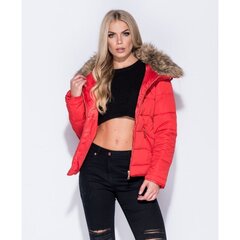Красная женская куртка с меховым воротником цена и информация | Женские куртки | pigu.lt