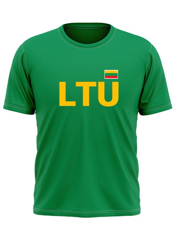 Vyriški marškinėliai žali LTU su Vyčiu ant nugaros цена и информация | Lietuviška sirgalių atributika | pigu.lt