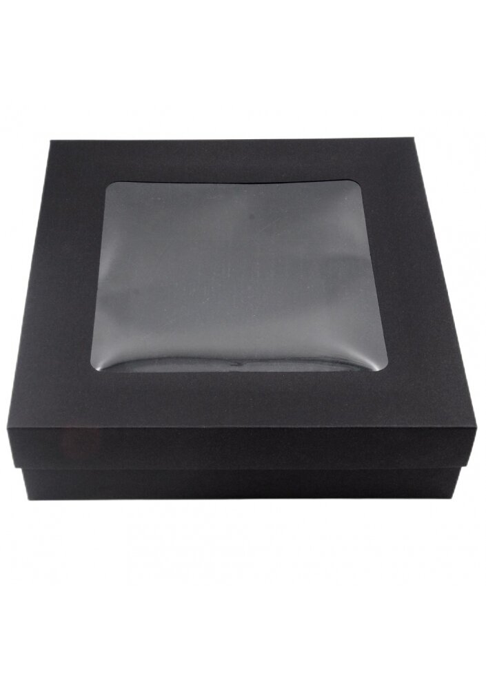 Dovanų dėžutė juoda su langeliu, 21 x 21 x 6 cm цена и информация | Dovanų pakavimo priemonės | pigu.lt
