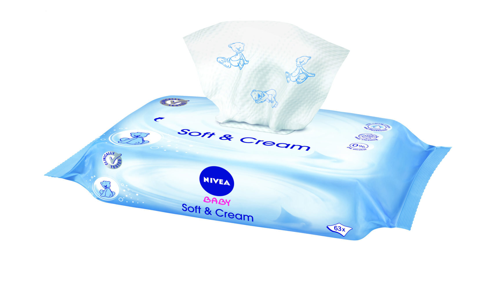 Drėgnos servėtėlės kūdikiams Nivea Baby Soft & Cream, 63 vnt цена и информация | Vatos gaminiai, drėgnos servetėlės | pigu.lt