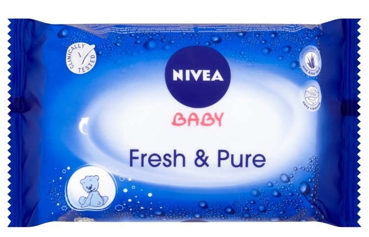 Drėgnos servėtėlės kūdikiams Nivea Fresh & Pure 63 vnt. цена и информация | Vatos gaminiai, drėgnos servetėlės | pigu.lt