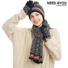 Комплект Need 4You шапка, шарф и перчатки, синий цена и информация | Женские шапки | pigu.lt
