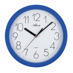 Настенные часы Atlanta, "sweep", диаметр 25 cm, серый цена и информация | Часы | pigu.lt