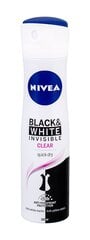Nivea Antiperspirantinis purškalas Invisible For Black & White Clear 150 ml kaina ir informacija | Dezodorantai | pigu.lt