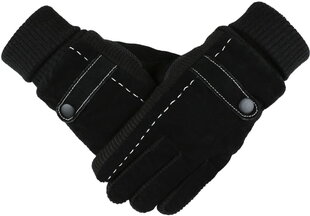 Черные замшевые зимние перчатки мужские цена и информация | Мужские шарфы, шапки, перчатки | pigu.lt