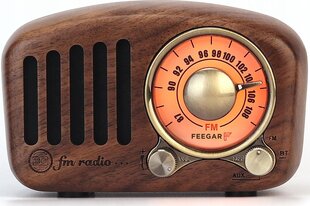 Кухонный радиоприемник Feegar RETRO FM Деревянный BT SD 10h цена и информация | Радиоприемники и будильники | pigu.lt