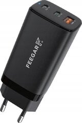 Feegar Gall GaN 65W USB C įkroviklis USB C maitinimo šaltinis 3 prievadų įkroviklis PD maitinimo tiekimo įkroviklis su PPS GaN Tech kaina ir informacija | Krovikliai telefonams | pigu.lt