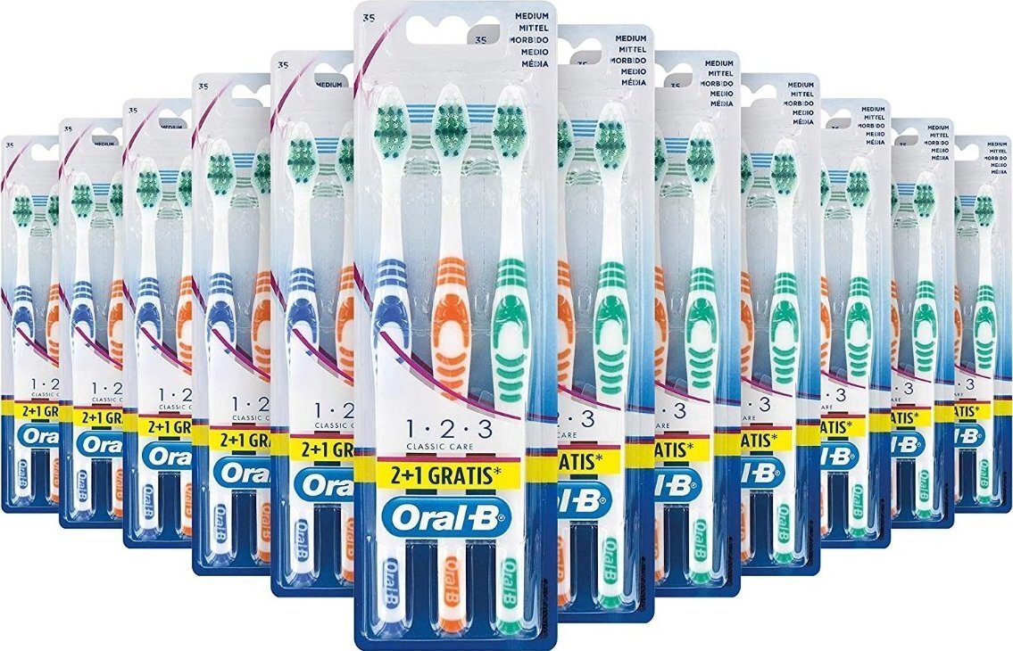 Dantų šepetėlis Oral-B Classic Care Medium, 3 vnt. kaina ir informacija | Dantų šepetėliai, pastos | pigu.lt