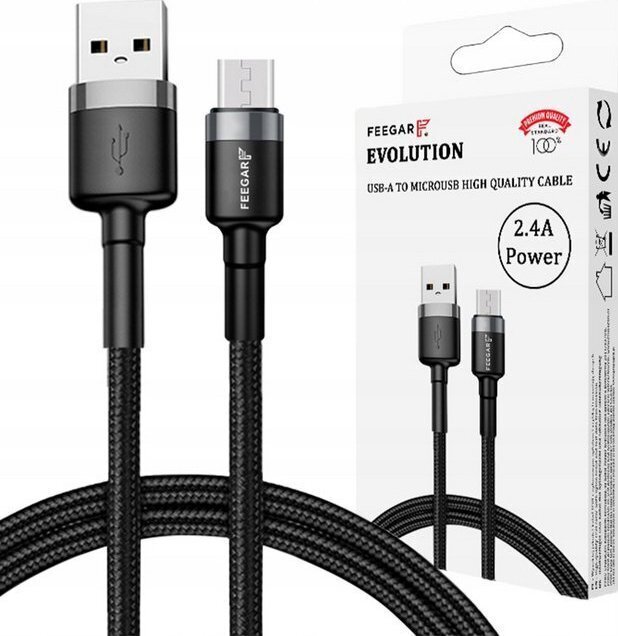 Laidas Feegar kabelis USB-A micro USB QC 3.0 2.4A Nylon цена и информация | Laidai telefonams | pigu.lt