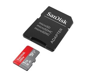 Карта памяти SanDisk 1TB Ultra microSDXC UHS-I with Adapter - Up to 150MB/s, C10, U1, Full HD, A1, SDSQUAC-1T00-GN6MA цена и информация | Карты памяти для телефонов | pigu.lt