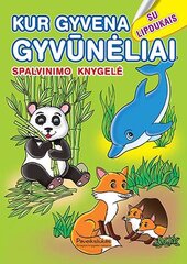 Kur gyvena gyvūnėliai. Spalvinimo knygelė su lipdukais kaina ir informacija | Spalvinimo knygelės | pigu.lt