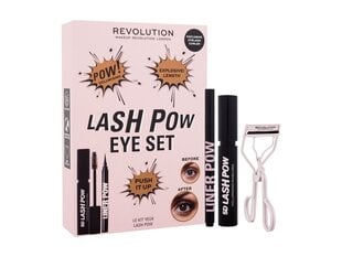 Kosmetikos rinkinys Revolution Beauty Lash Pow Eye Set moterims: blakstienų tušas + skystas akių kontūro pieštukas + blakstienų rietiklis kaina ir informacija | Akių šešėliai, pieštukai, blakstienų tušai, serumai | pigu.lt
