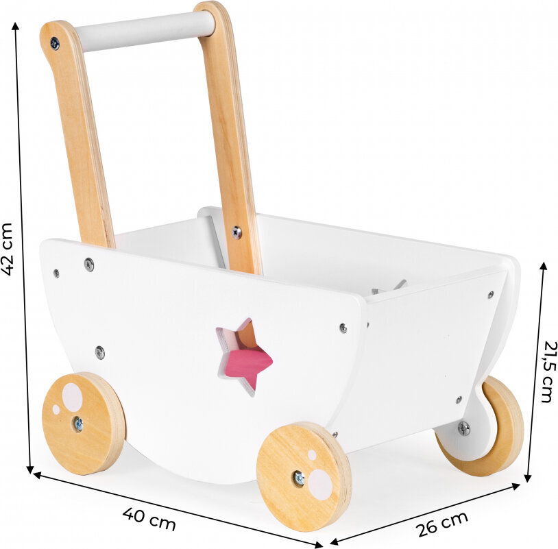 Medinis lėlių vežimėlis Ecotoys 2in1 kaina ir informacija | Žaislai kūdikiams | pigu.lt