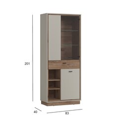 Showcase RIVERO 83x40xH201cm, oak/grey цена и информация | Витрины, серванты | pigu.lt