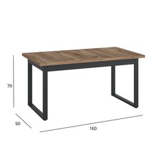 Dining table RIVERO 160/240x90xH79cm, oak/black цена и информация | Кухонные и обеденные столы | pigu.lt