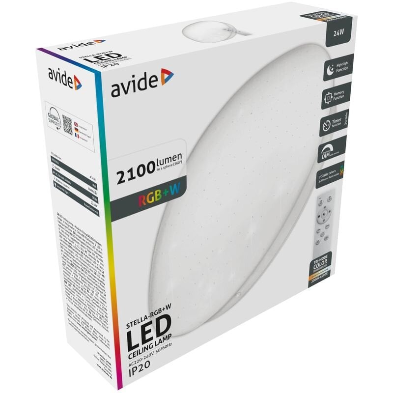 LED Lubinis šviestuvas Avide Stella 24W RGB+W su pulteliu цена и информация | Lubiniai šviestuvai | pigu.lt