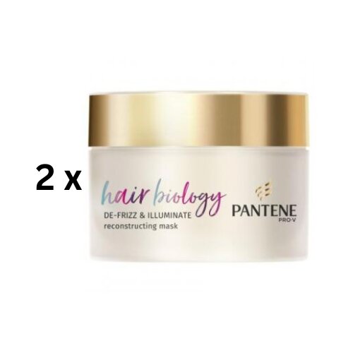 PANTENE BIOLOGY Defrizz & Illuminate glotninati ir blizgumo suteikianti plaukų kaukė, 160 ml, pakuotė 2 vnt. kaina ir informacija | Priemonės plaukų stiprinimui | pigu.lt