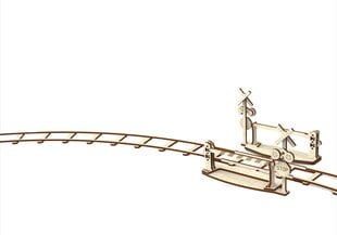 Medinis 3D konstruktorius wooden city traukinio bėgiai su pervaža, 159 detalės цена и информация | Конструкторы и кубики | pigu.lt