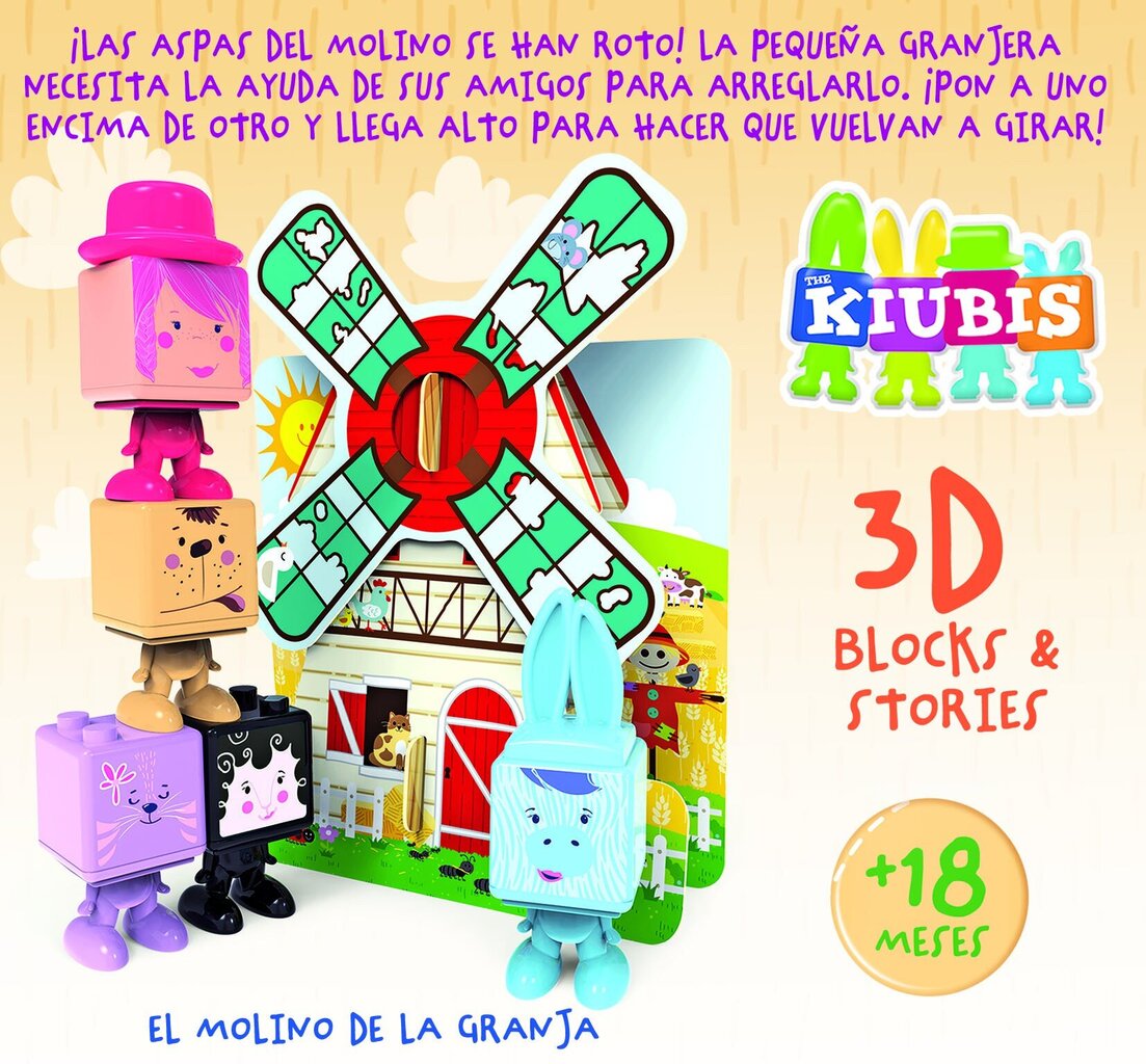 Kūrybinis žaidimas mažyliams Educa 3D The Kubis The Farm Mill kaina ir informacija | Lavinamieji žaislai | pigu.lt