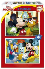 Dėlionės Educa Mickey Mouse Fun House, 2x48 detalės kaina ir informacija | Dėlionės (puzzle) | pigu.lt