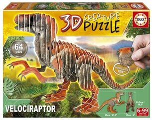 3D dėlionė Educa Velociraptor, 64 detalės kaina ir informacija | Dėlionės (puzzle) | pigu.lt