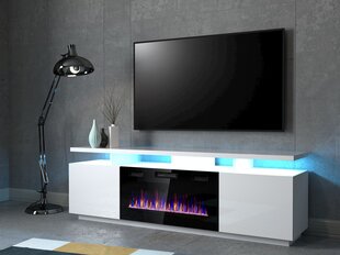 TV staliukas su elektriniu židiniu Cama Meble EVA, 180x40x52 cm, baltas цена и информация | Тумбы под телевизор | pigu.lt