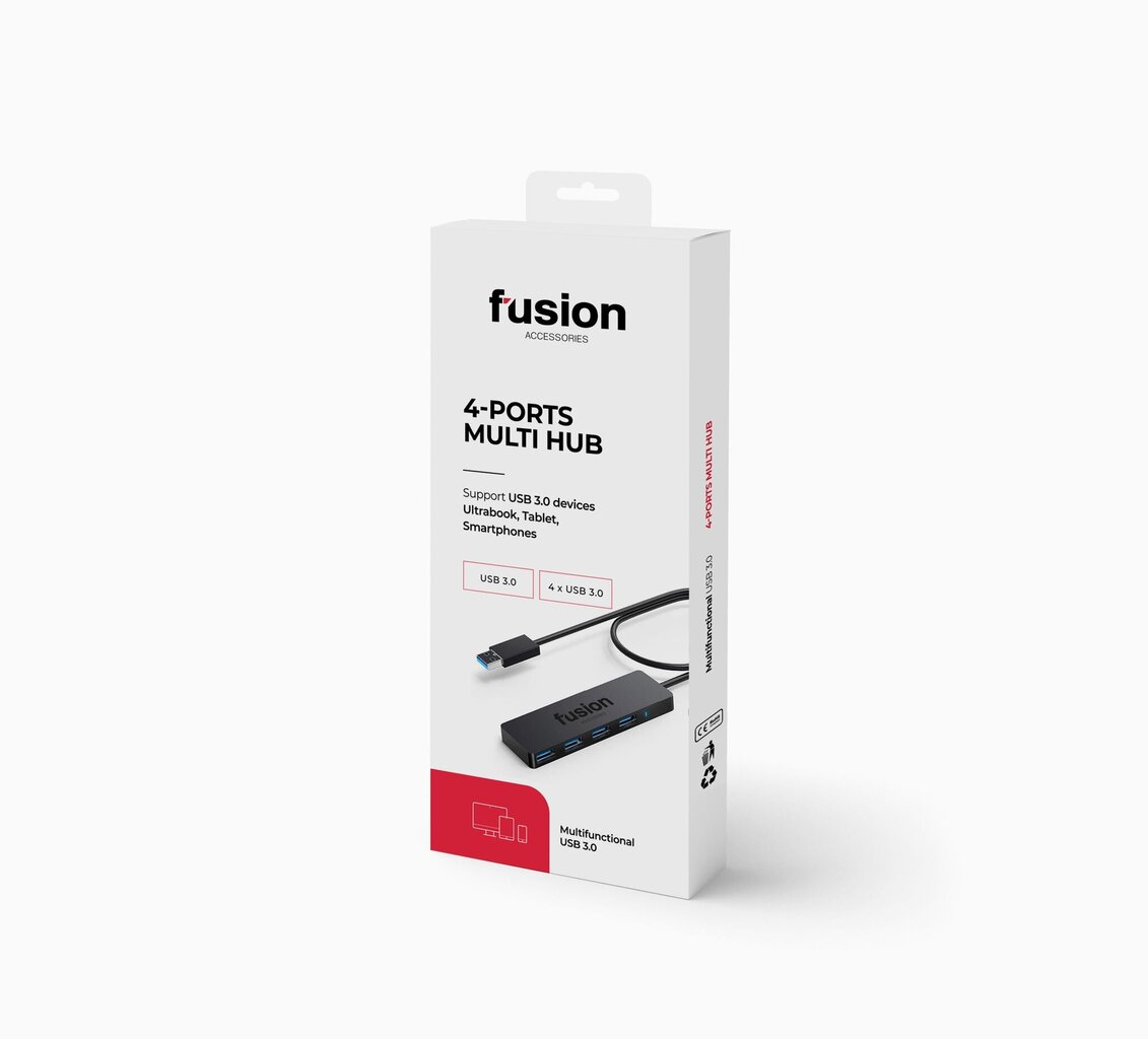 Fusion USB 3.0–4 x USB 3.0 5 Gbps (EU Blister) kaina ir informacija | Adapteriai, USB šakotuvai | pigu.lt