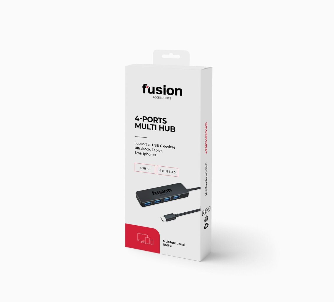 Fusion USB-C–4 x USB 3.0 5 Gbps (EU Blister) kaina ir informacija | Adapteriai, USB šakotuvai | pigu.lt