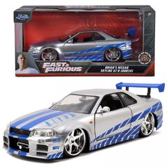 Автомобиль Форсаж Nissan Skyline GTR 1:24 Брайана цена и информация | Игрушки для мальчиков | pigu.lt