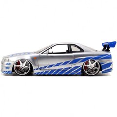 Автомобиль Форсаж Nissan Skyline GTR 1:24 Брайана цена и информация | Игрушки для мальчиков | pigu.lt