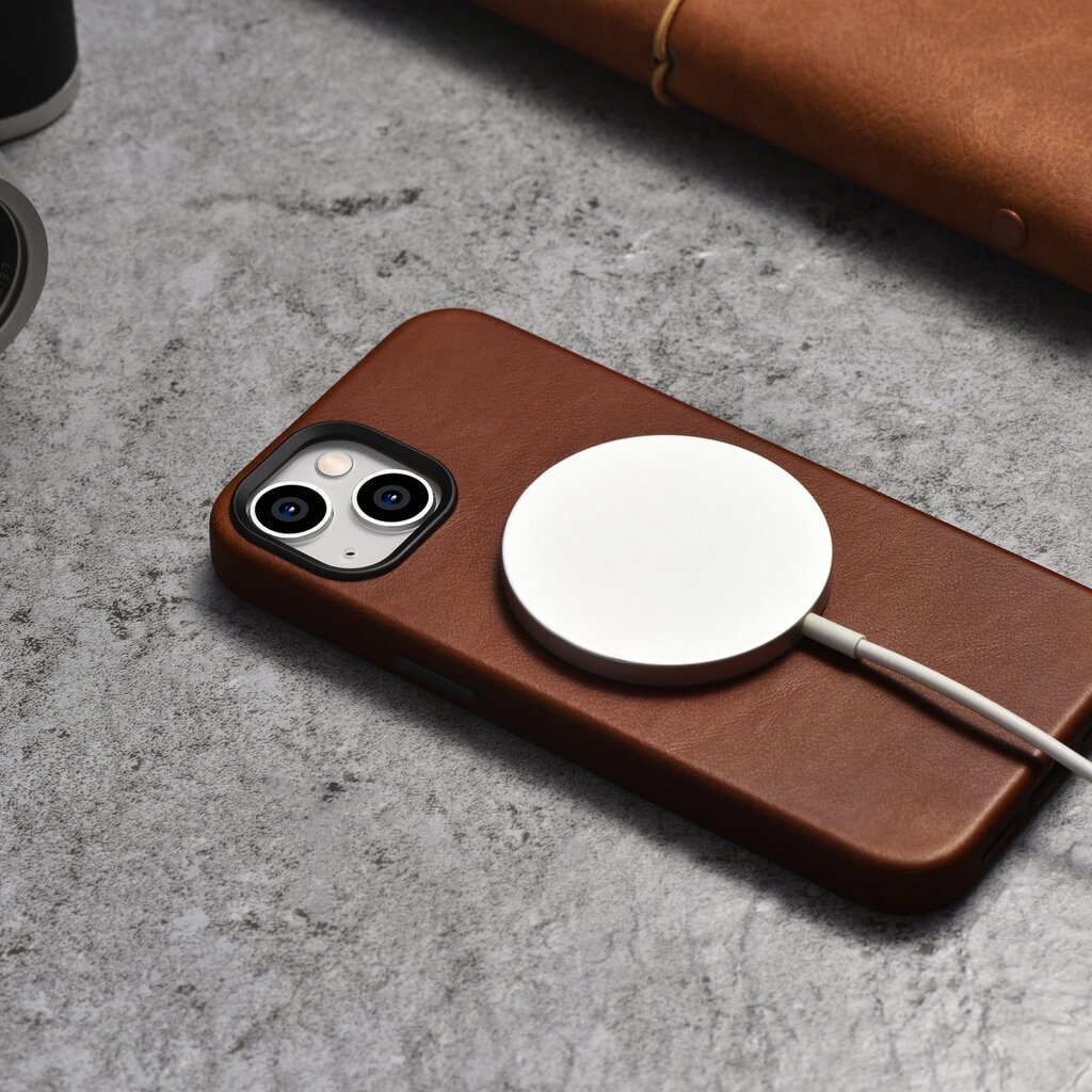 iCarer Leather iPhone 14 Magnetic Leather with MagSafe Brown (WMI14220701-RB) kaina ir informacija | Telefono dėklai | pigu.lt