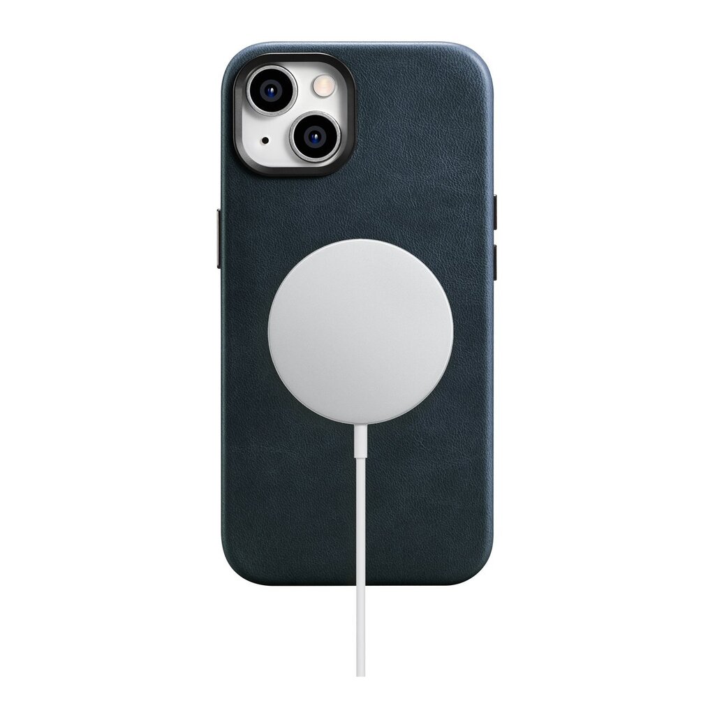 iCarer Leather iPhone 14 Plus Magnetic Leather with MagSafe Dark Blue (WMI14220703-BU) kaina ir informacija | Telefono dėklai | pigu.lt