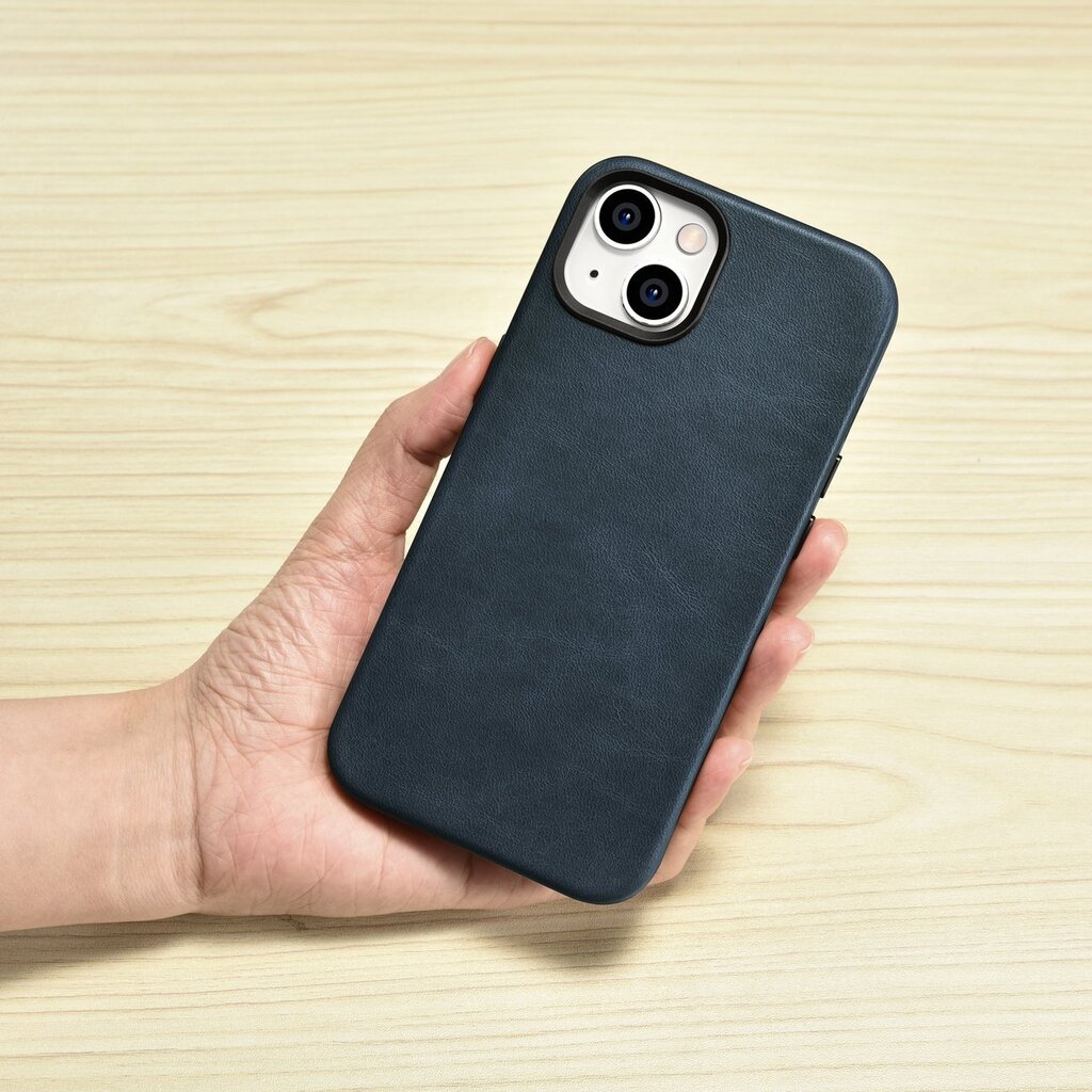 iCarer Leather iPhone 14 Plus Magnetic Leather with MagSafe Dark Blue (WMI14220703-BU) цена и информация | Telefono dėklai | pigu.lt