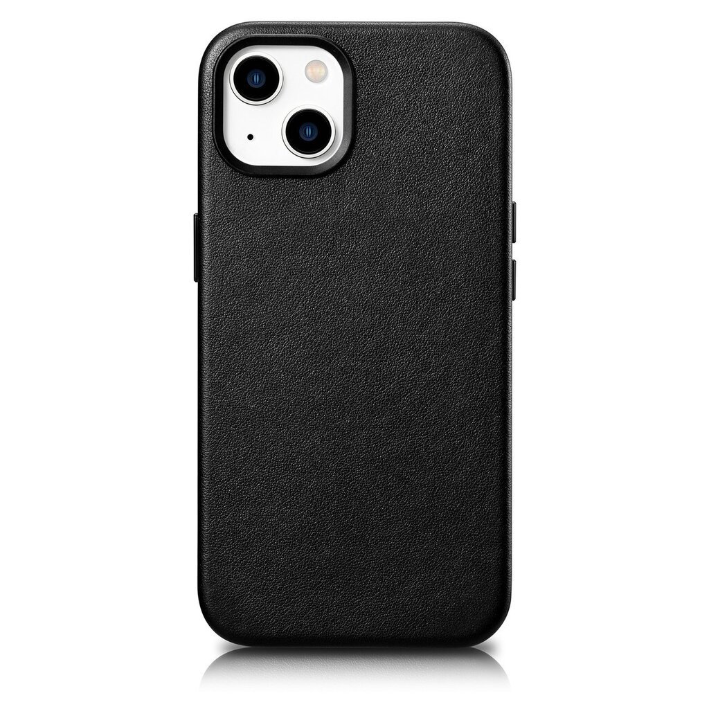 iCarer Leather iPhone 14 Black (WMI14220705-BK) (MagSafe Compatible) kaina ir informacija | Telefono dėklai | pigu.lt