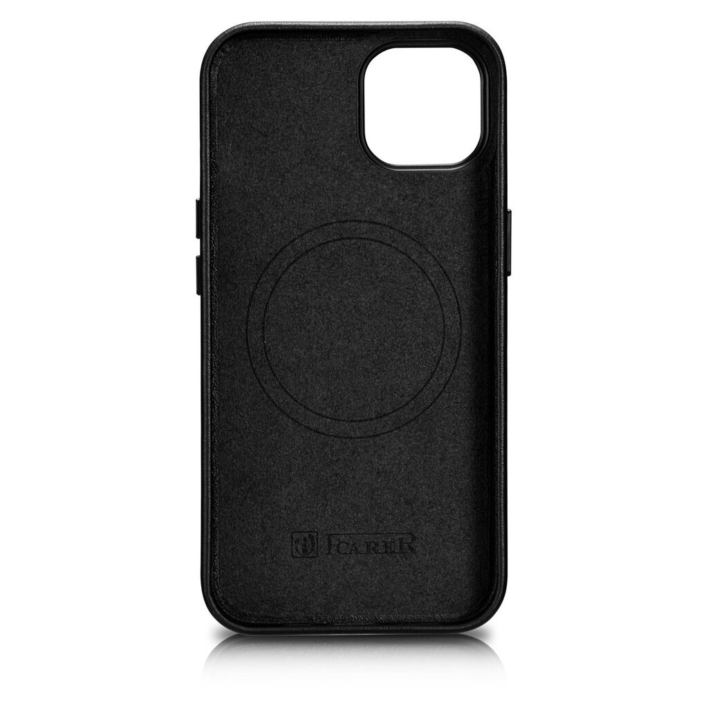 iCarer Leather iPhone 14 Black (WMI14220705-BK) (MagSafe Compatible) kaina ir informacija | Telefono dėklai | pigu.lt